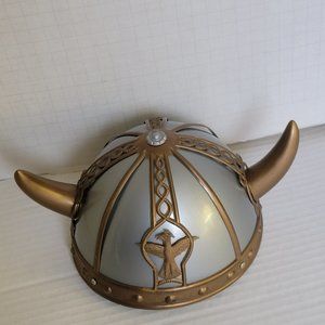 Kids Adult Viking Helmet Hat Gray Silver Gold Oktoberfest Toy Costume Jhats Prop